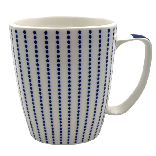 Large Squared Porcelain Mug with Bleu design