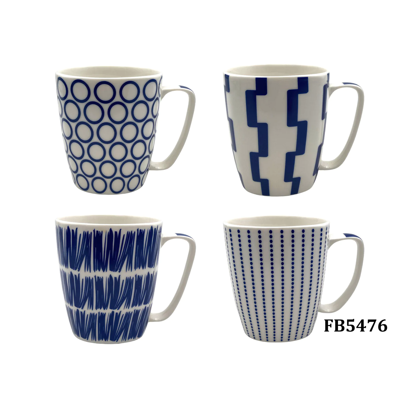 Large Squared Porcelain Mug with Bleu design