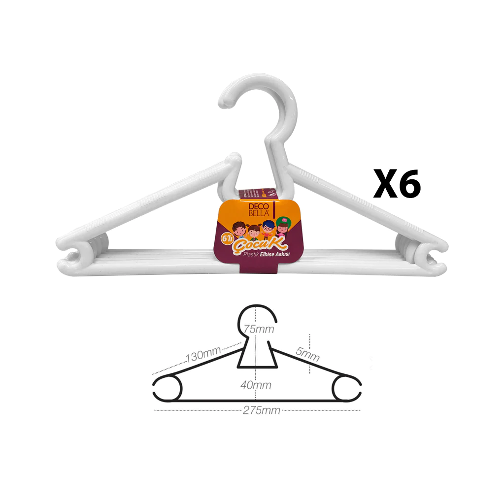 Plastic Kids Hanger X6