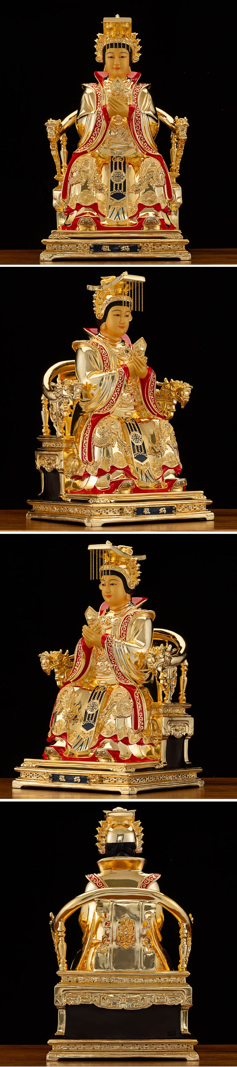 台灣海神媽祖神像- 鎏金純銅高50/80厘米門廳供奉擺件