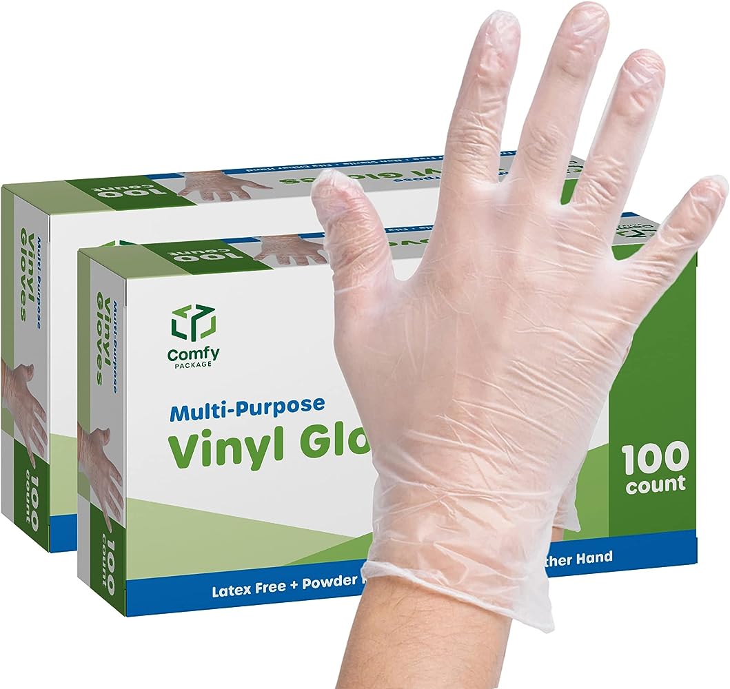Gloves Vinyl Latex Free Large - 10 Boxes, 100 Gloves Each
