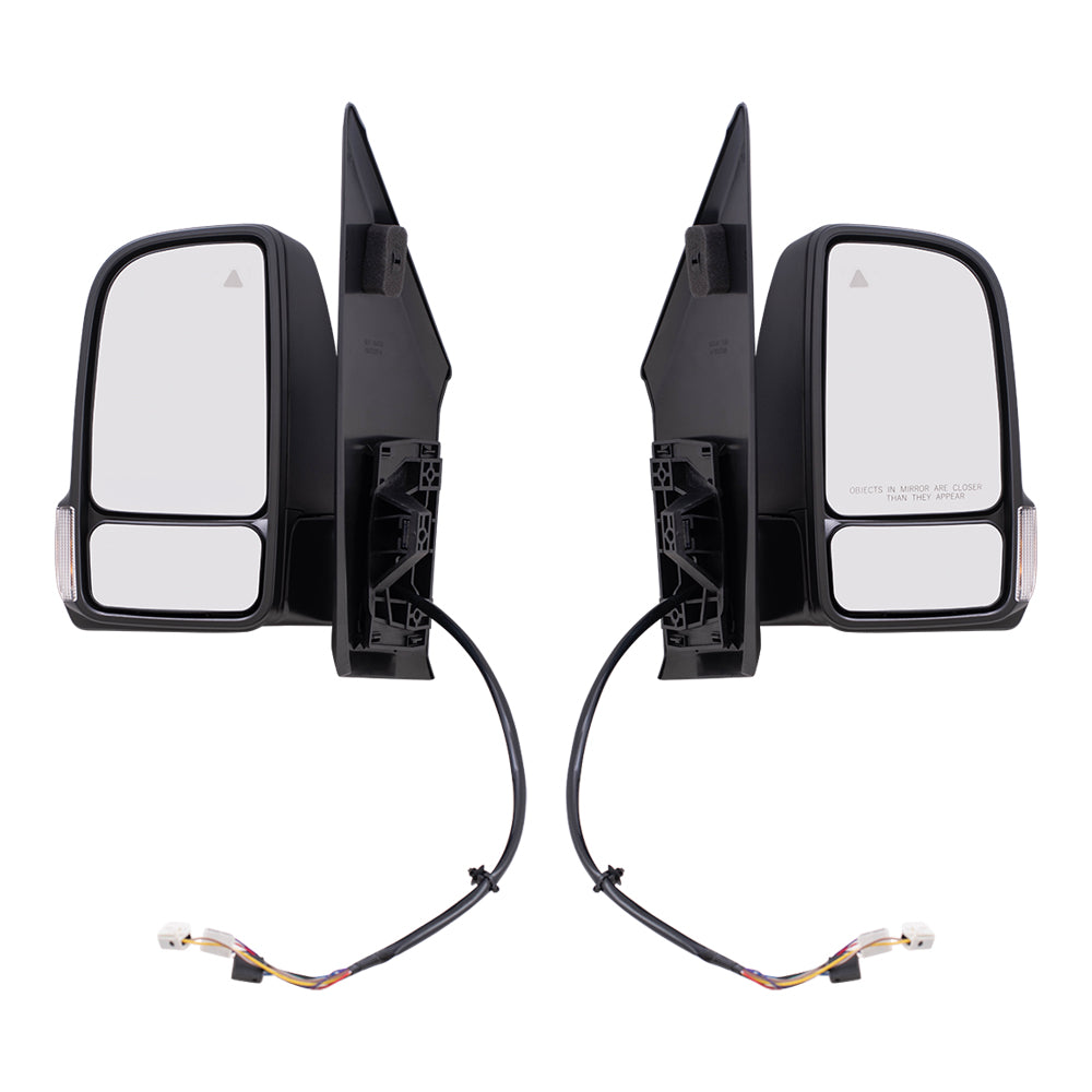 Brock Replacement Driver and Passenger Side Power Mirrors Textured Black with Heat, Signal, Blind Spot Detection & Power Fold Compatible with 2019-2020 Sprinter Cargo 1500/2500/3500 (907)