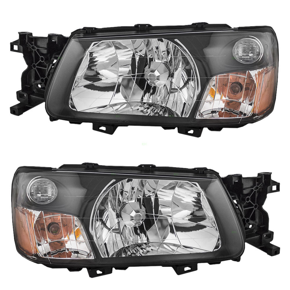 Brock Replacement Driver and Passenger Headlights Headlamps Compatible with 2005 Forester 84001SA310 84001SA300