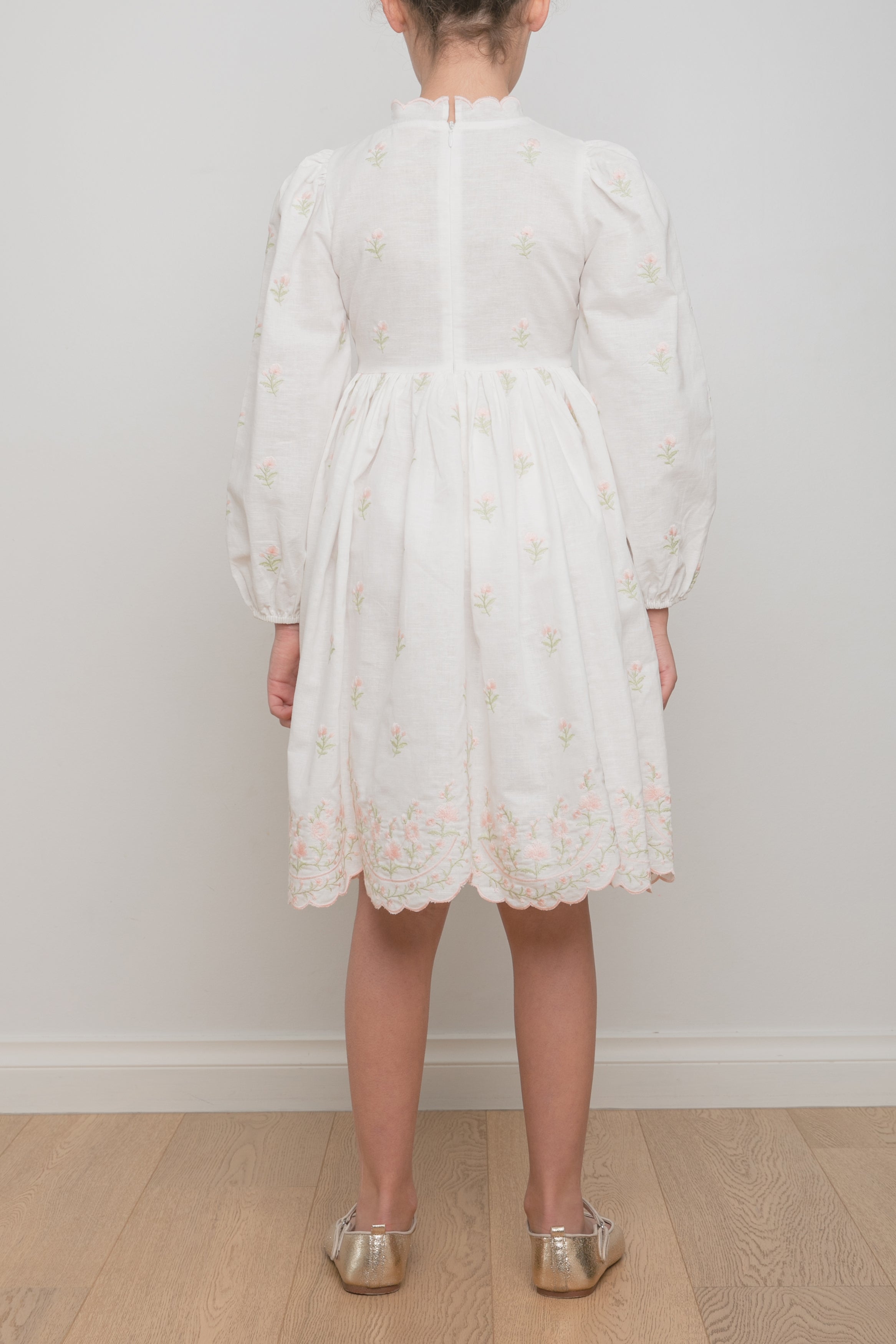 Petite Amalie Embroidered Rose Linen Dress