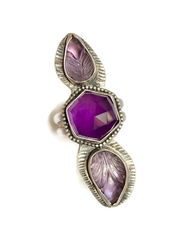 Amethyst Feather Ring