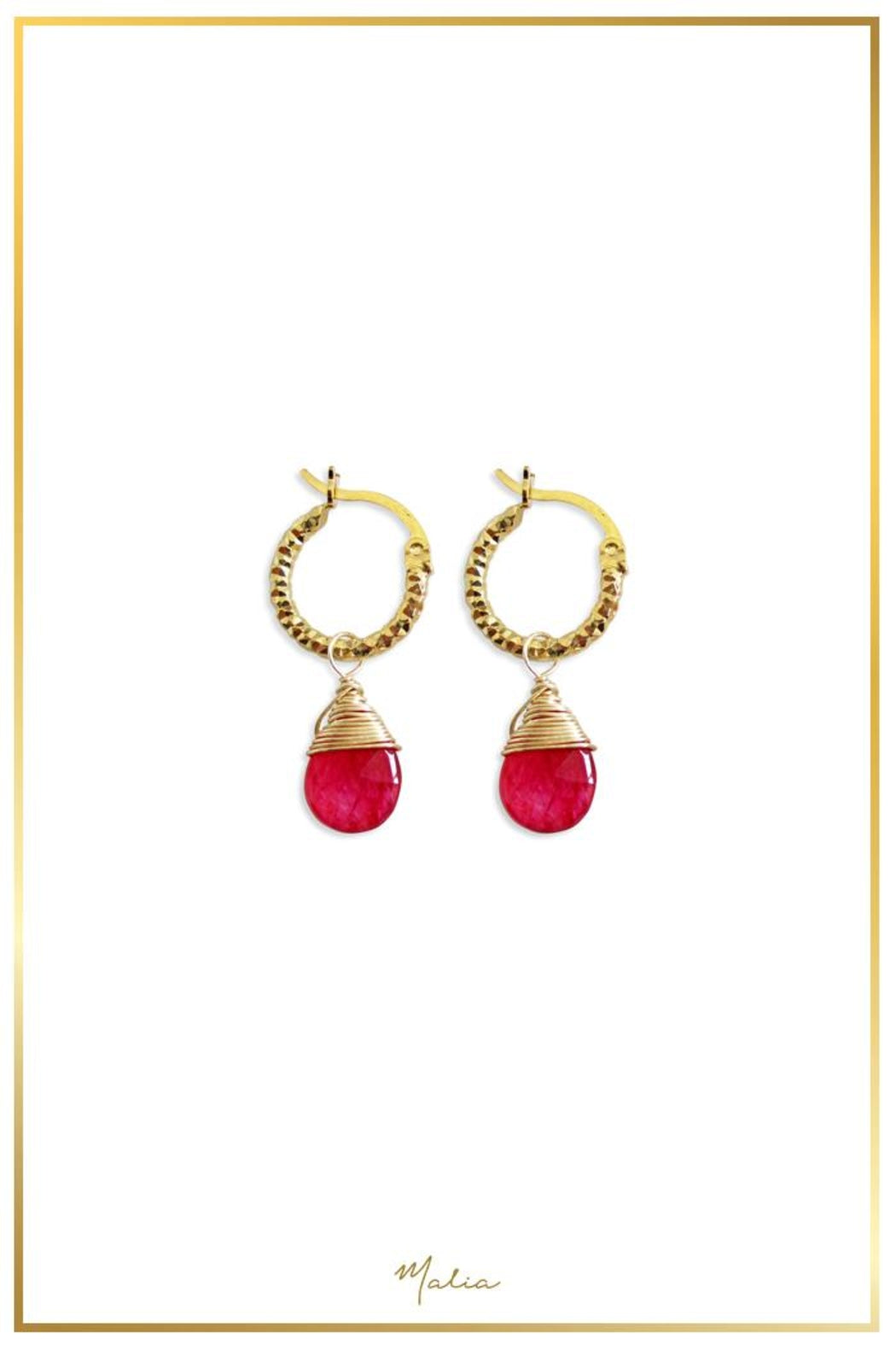 Red-Agate Textured Hoops