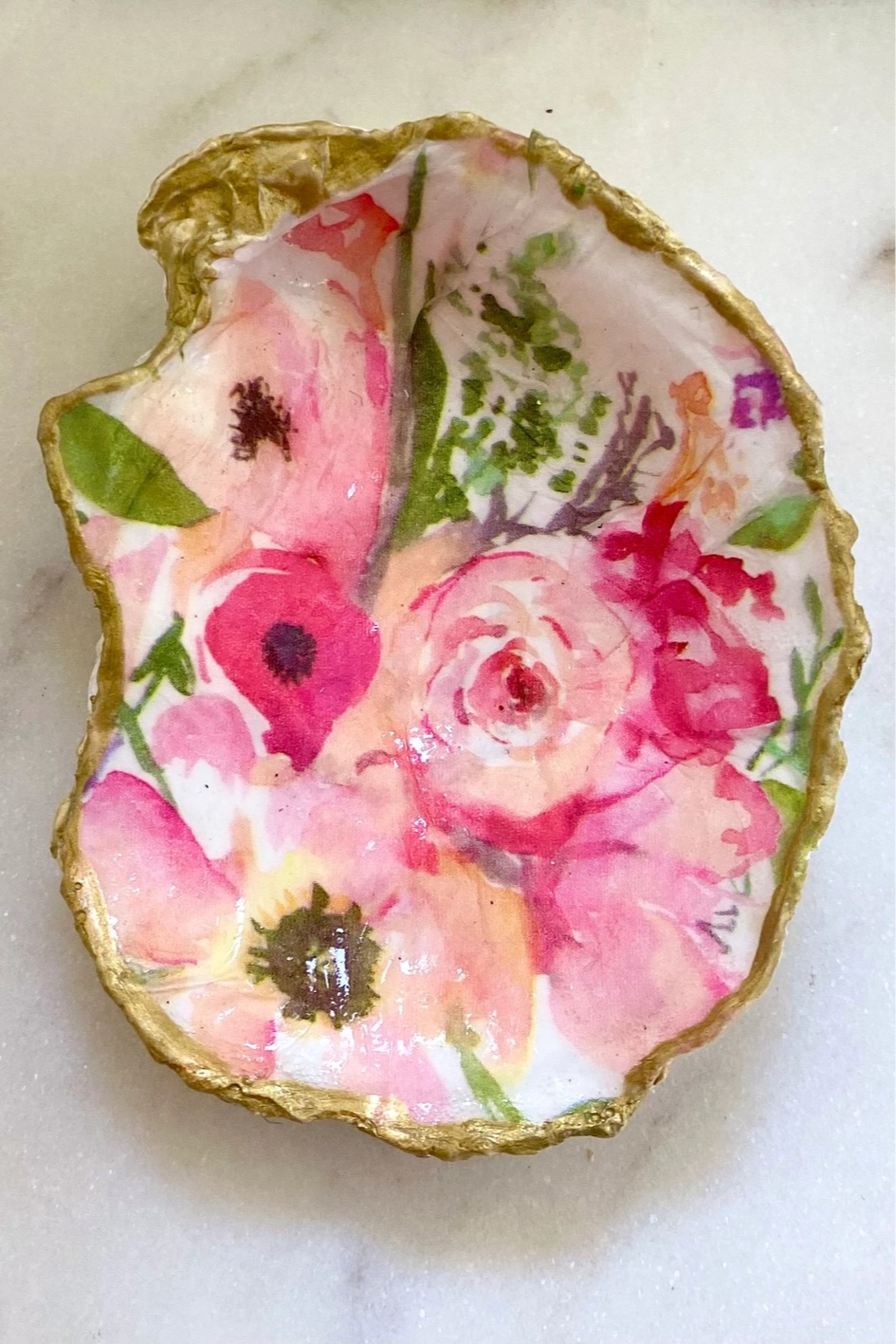 Pink Paisley Oyster Shell Jewelry Dish - Small