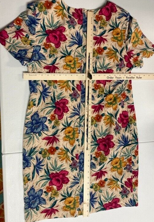 Vintage Dress Halmode Petites Floral Womens 14 Multicolor Square Neck 80s