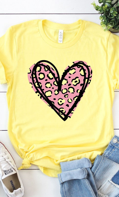 Styletrendy Leopard Pink Heart Graphic Tee