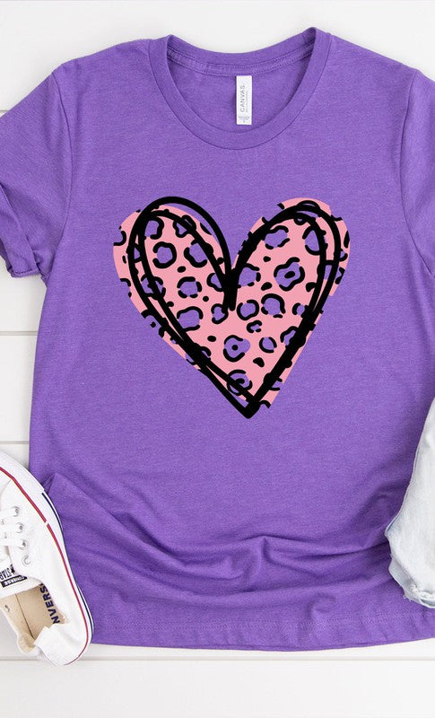 Styletrendy Leopard Pink Heart Graphic Tee