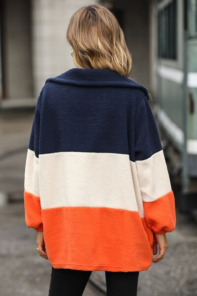 Styletrendy Color Block Quarter Zip Sweatshirt