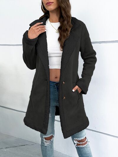 Styletrendy Contrast Button Up Lapel Collar Long Sleeve Coat