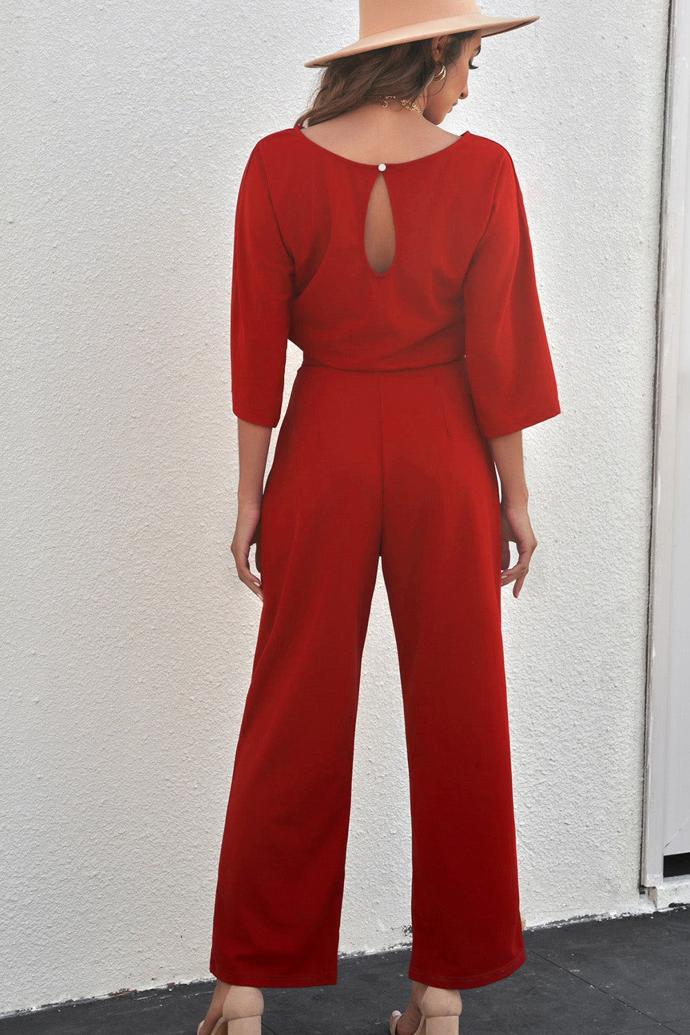 Shop Our Belted Three-Quarter Sleeve Jumpsuit | Chic And Stylish