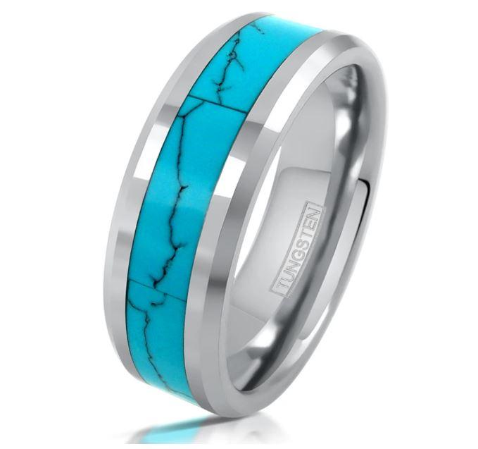 Turquoise Inlay Tungsten  Ring