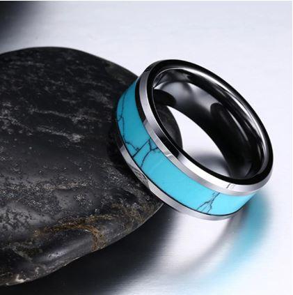 Turquoise Inlay Tungsten  Ring