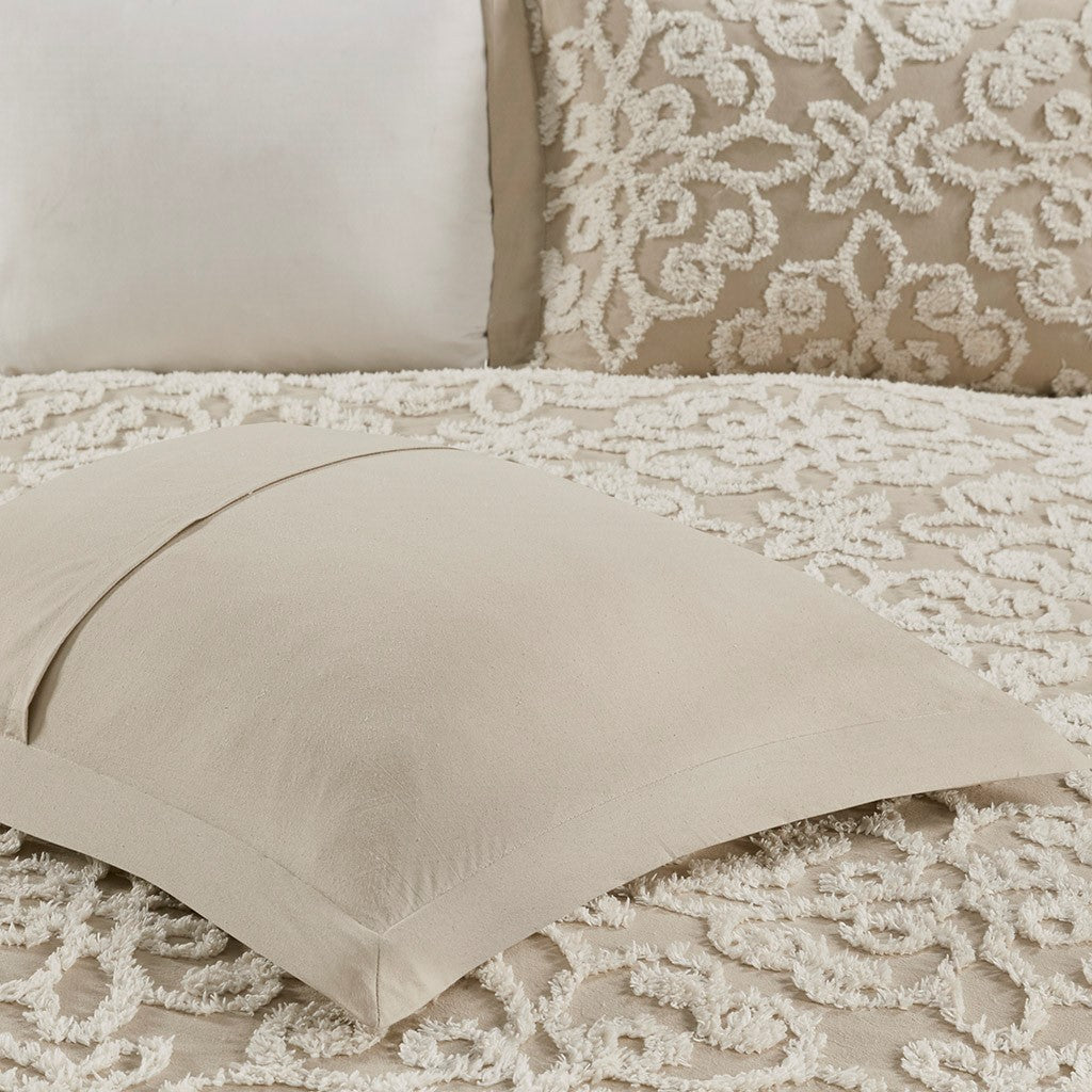 Sabrina 3 Piece Tufted Cotton Bedspread Set - Taupe  - King Size / Cal King Size