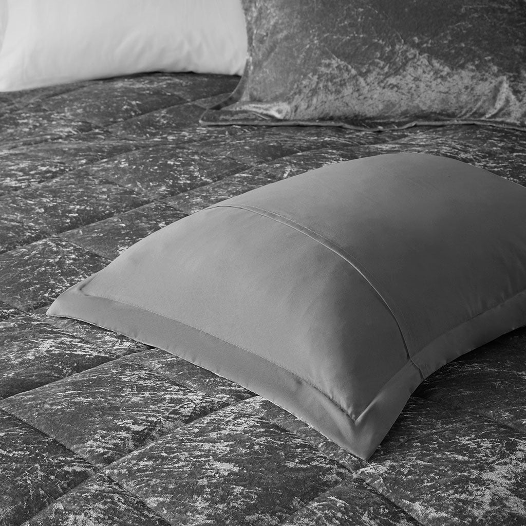 Felicia Velvet Comforter Set - Grey - Twin Size / Twin XL Size