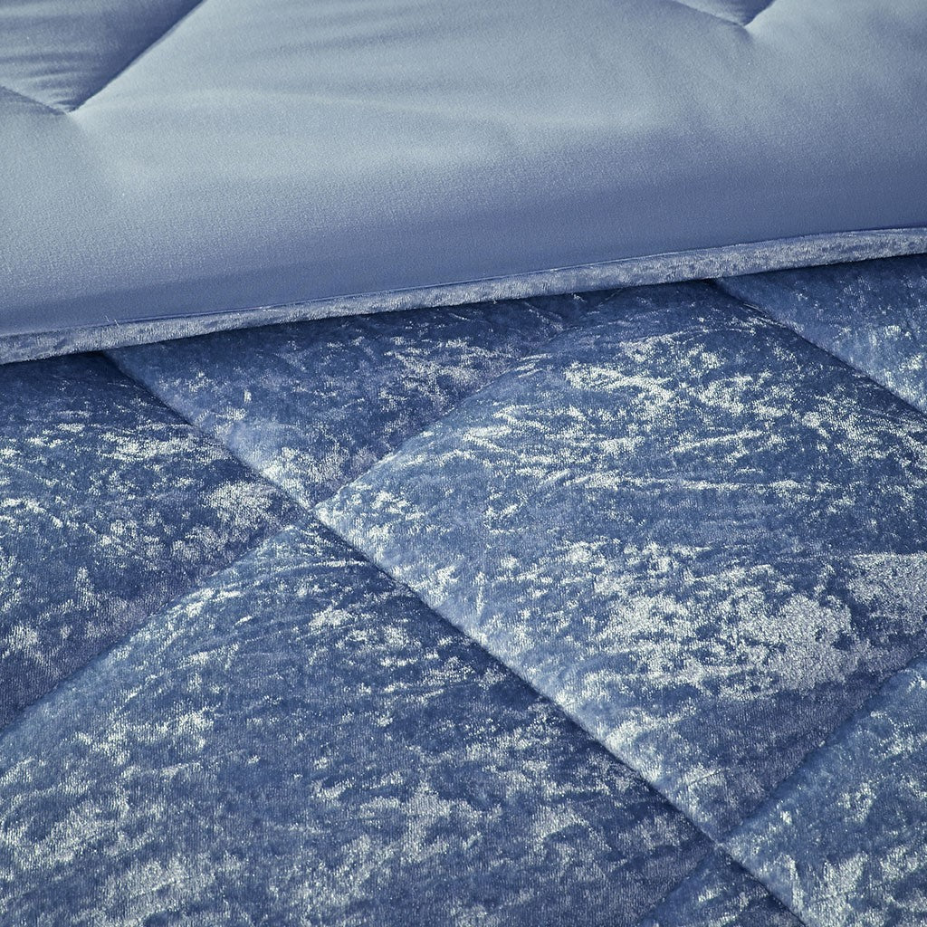 Felicia Velvet Comforter Set - Blue - King Size / Cal King Size