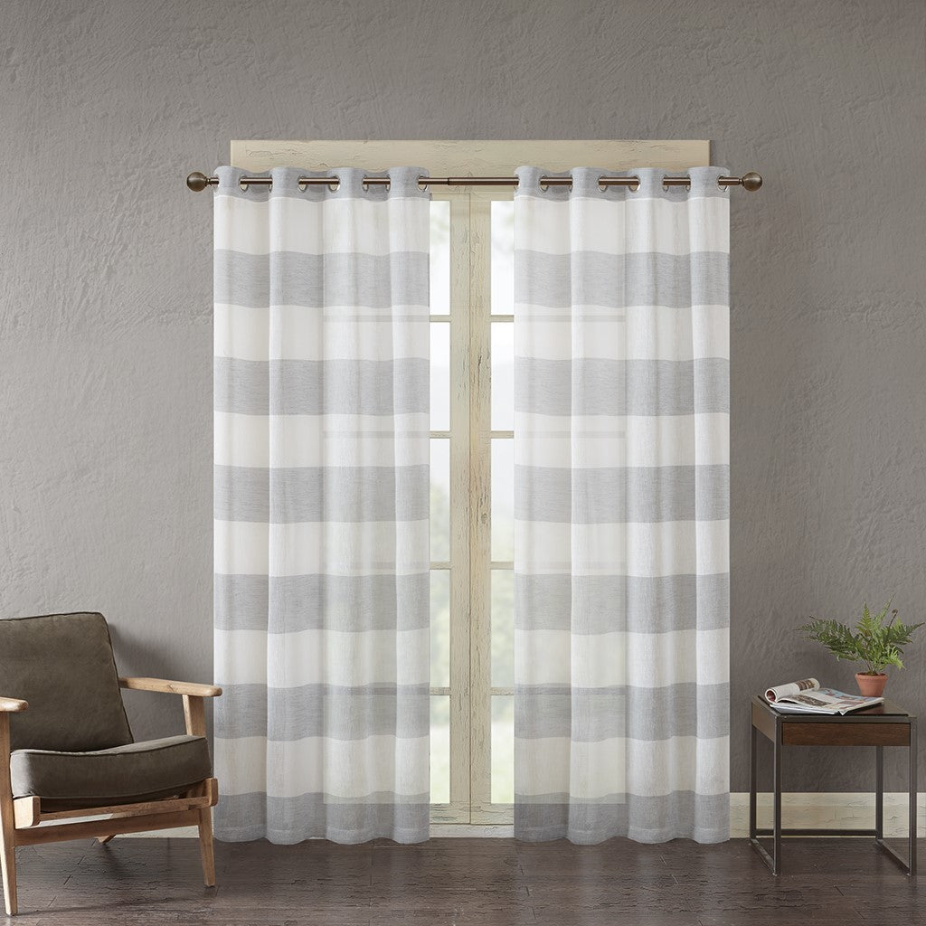 Mason Yarn Dyed Woven Sheer Window Panel - Grey - 50x63