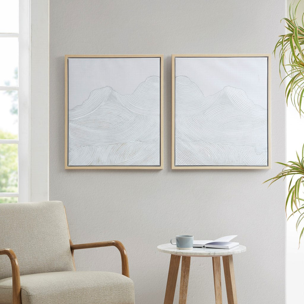 Desert Serenity Hand Embellished Framed Canvas 2 Piece Set - Ivory