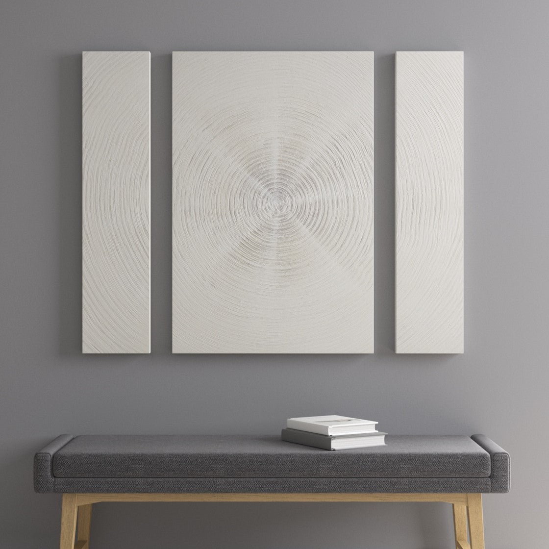 Silver Sand Hand Embellished Canvas 3 Piece Set - Silver
