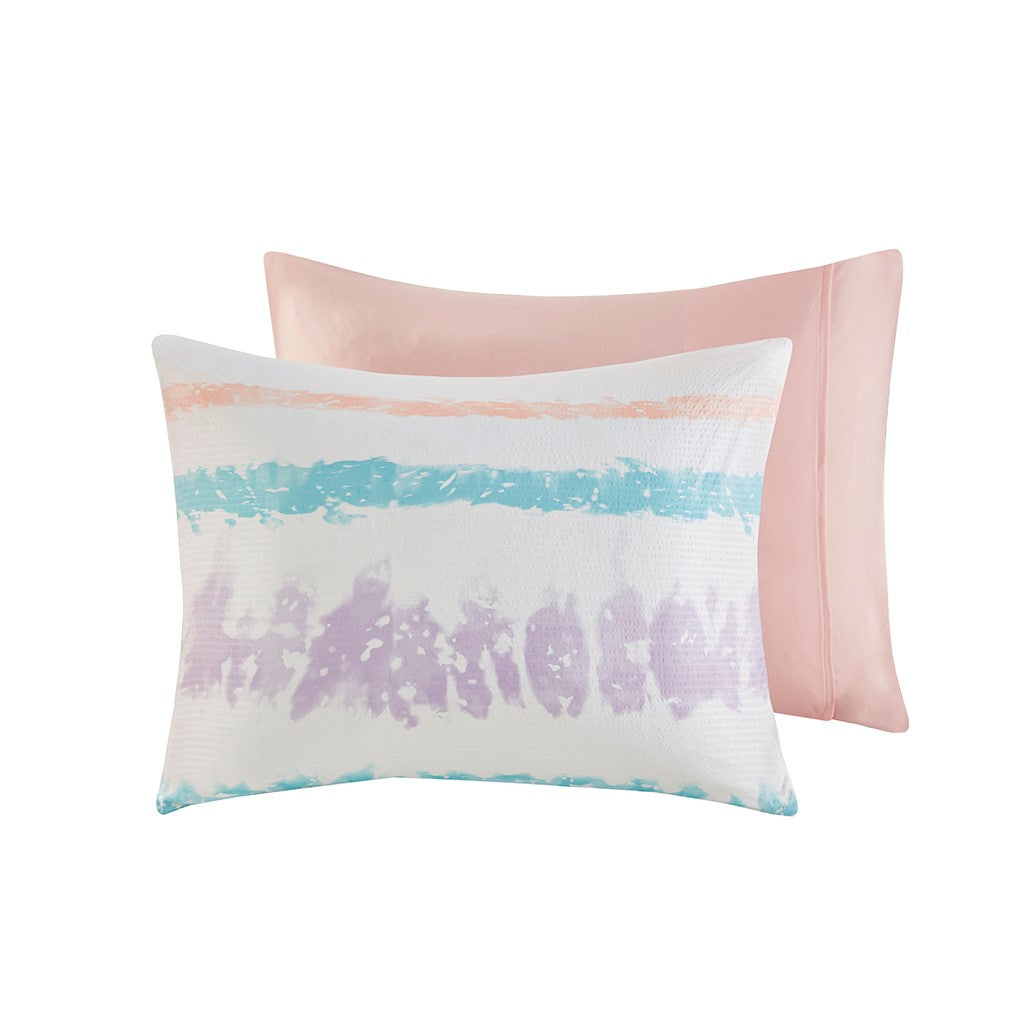Loriann Tie Dye Printed Seersucker Comforter Set - Pink / Purple - Twin Size / Twin XL Size
