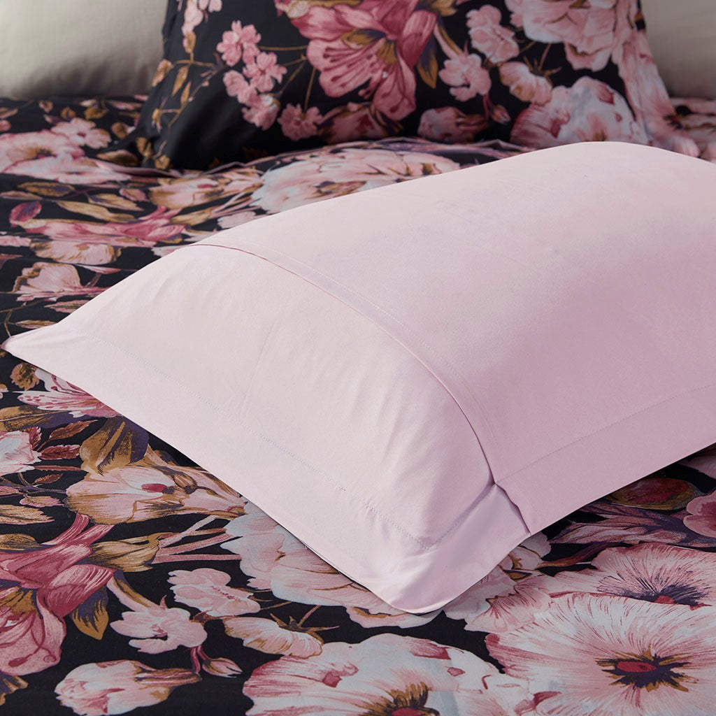 Gabriella Floral Printed Duvet Cover Set - Black - Full Size / Queen Size