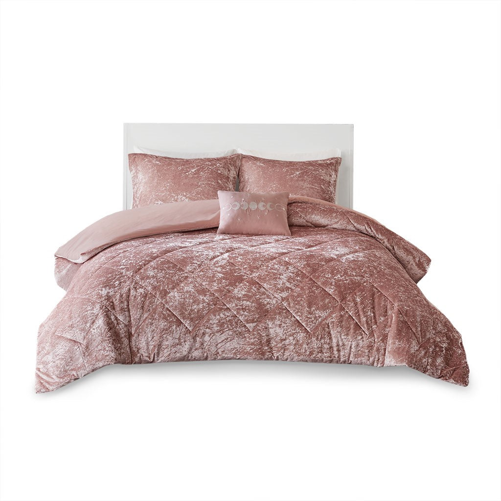 Felicia Velvet Duvet Cover Set - Blush - Twin Size / Twin XL Size