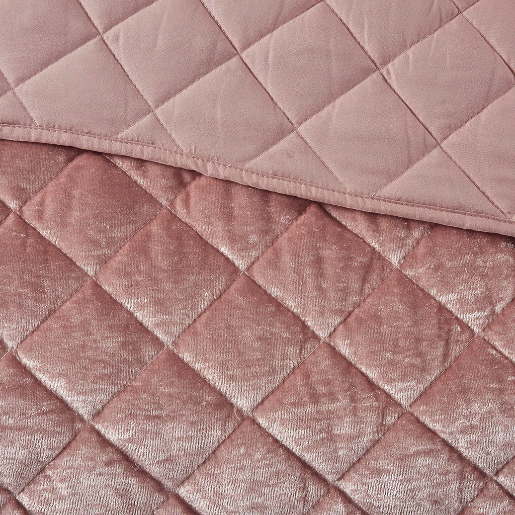 Felicia Velvet Quilt Set - Blush - Twin Size / Twin XL Size