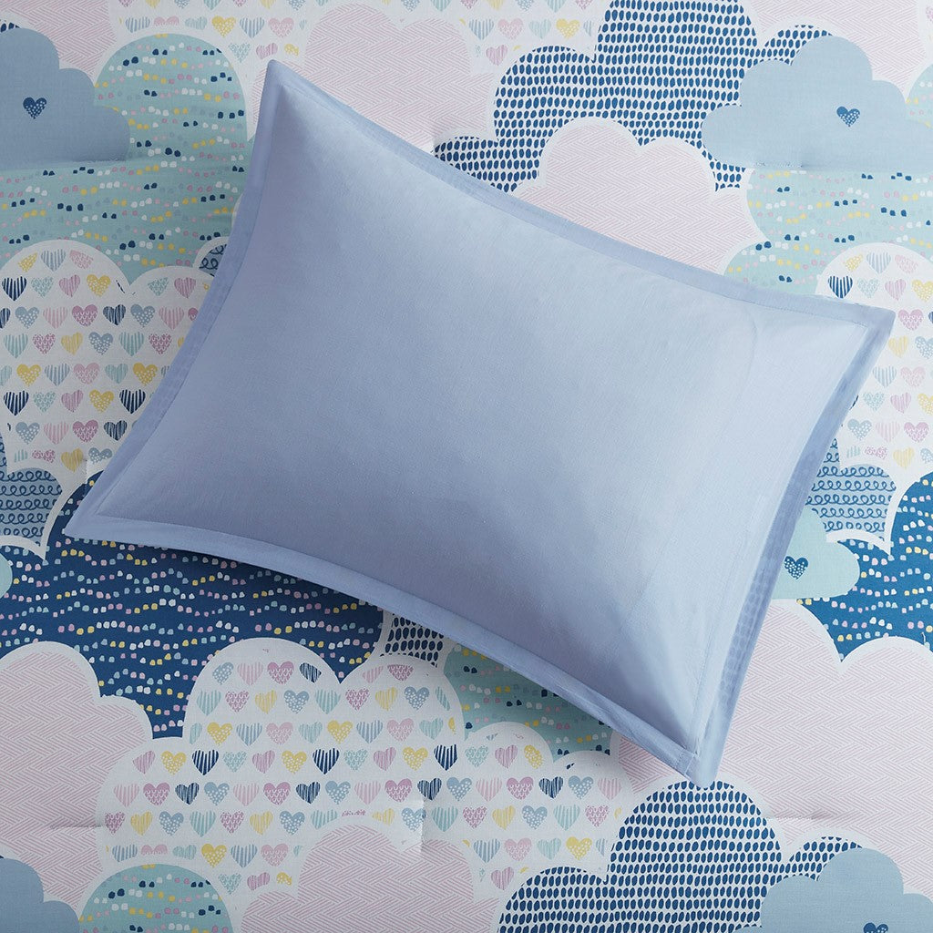 Cloud Cotton Printed Comforter Set - Blue - Full Size / Queen Size