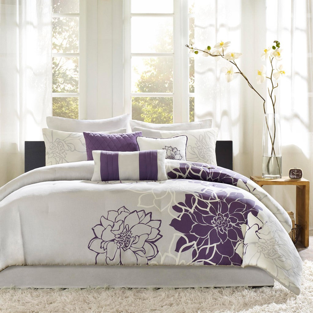Lola Comforter Set - Purple  - Twin Size / Twin XL Size