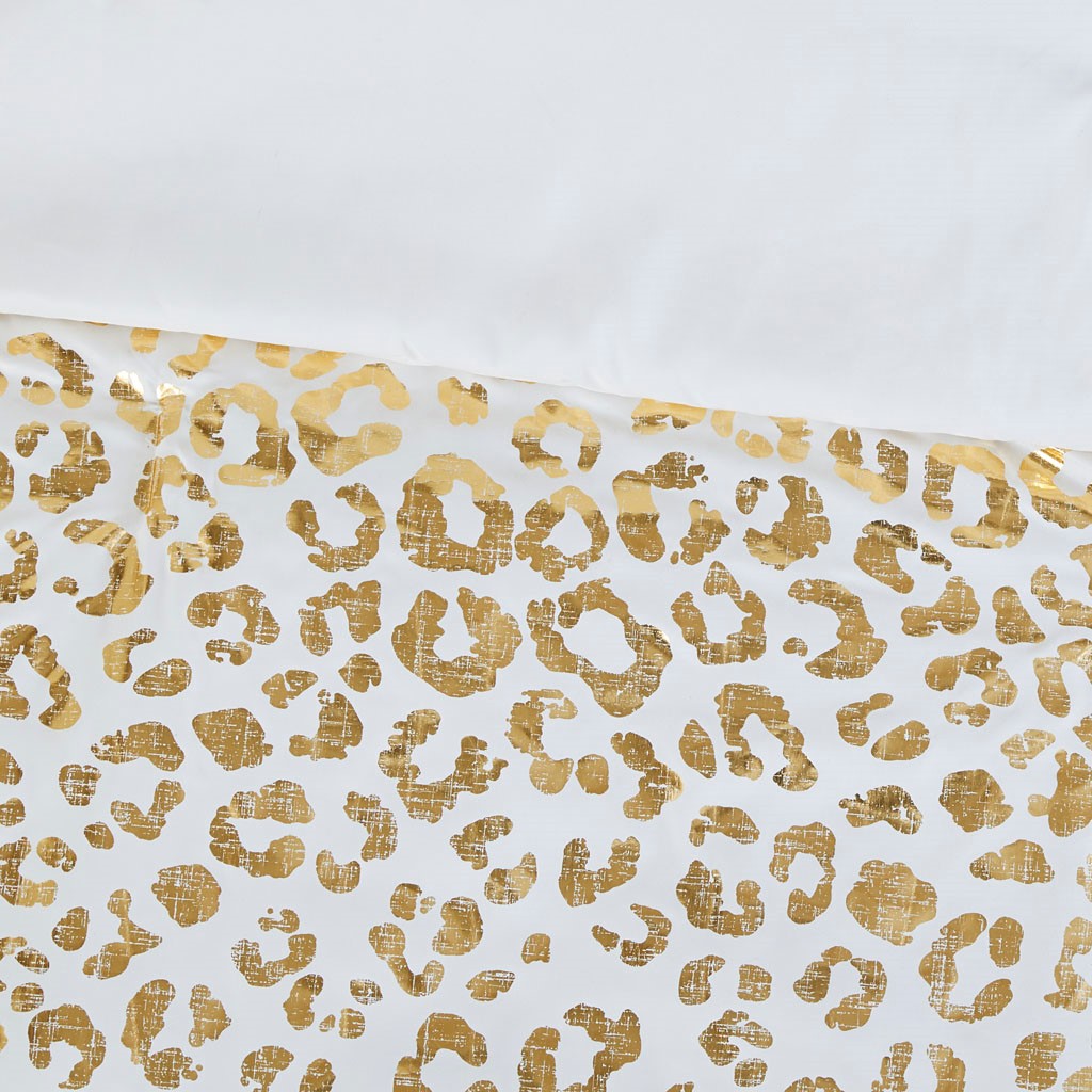 Lillie Metallic Animal Printed Comforter Set - Ivory / Gold - King Size / Cal King Size