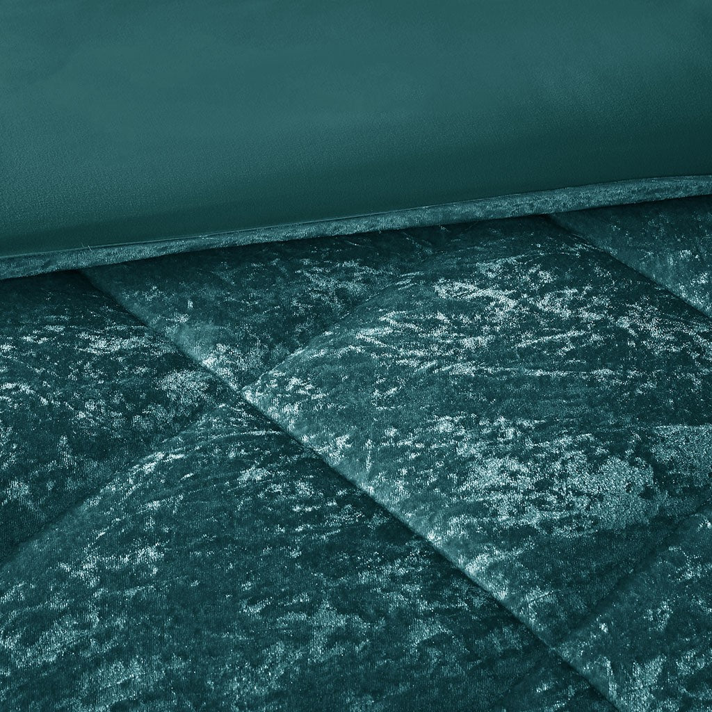 Felicia Velvet Duvet Cover Set - Teal - King Size / Cal King Size