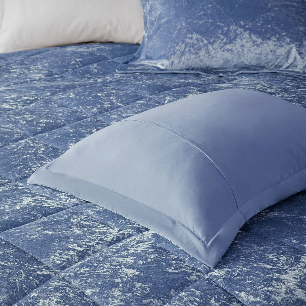 Felicia Velvet Comforter Set - Blue - King Size / Cal King Size