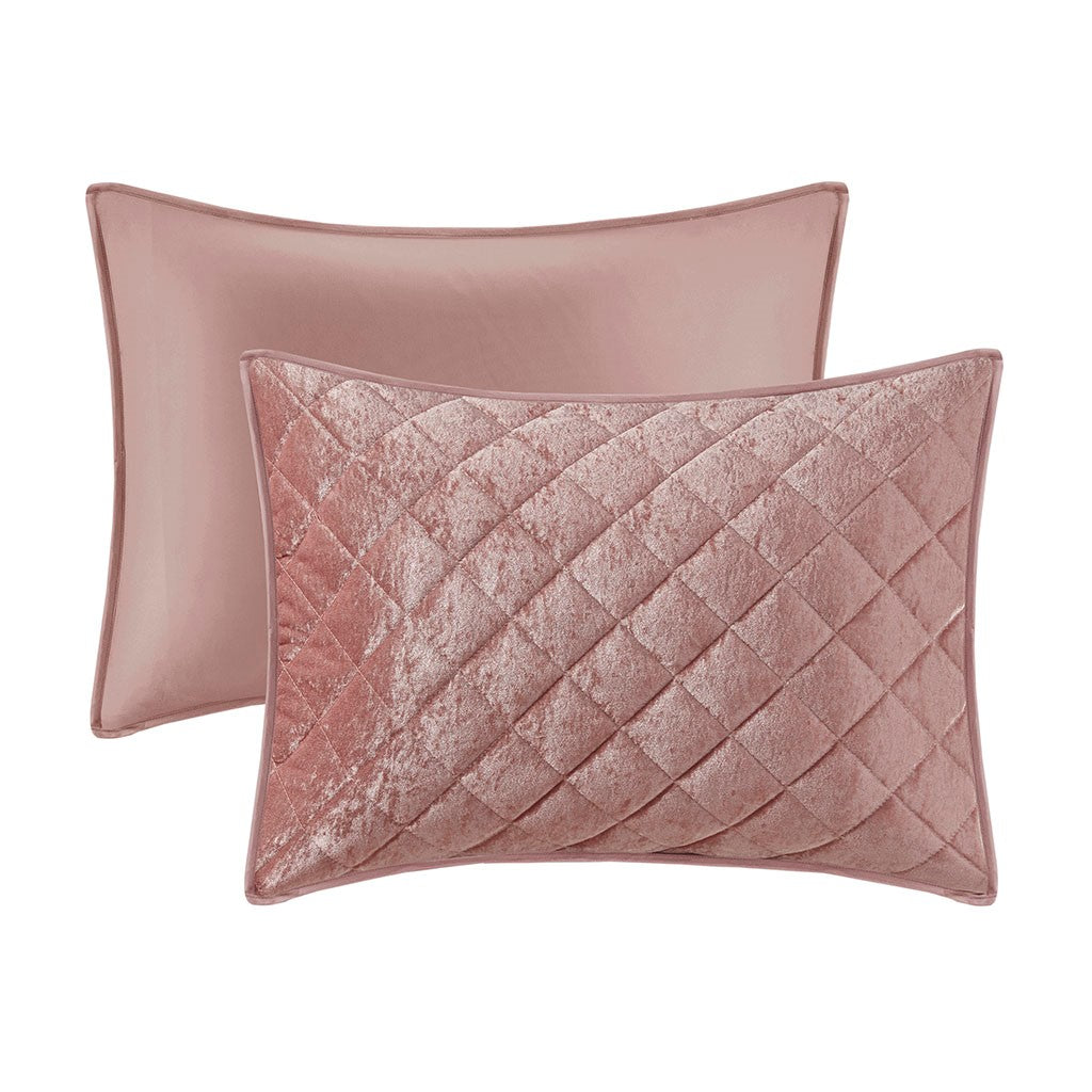 Felicia Velvet Quilt Set - Blush - Twin Size / Twin XL Size