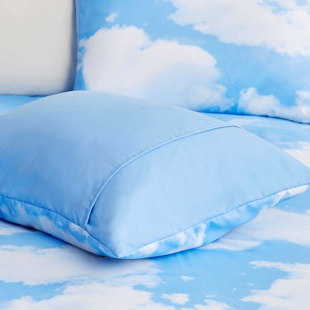 Aira Cloud Printed Duvet Cover Set - Blue - Twin Size / Twin XL Size