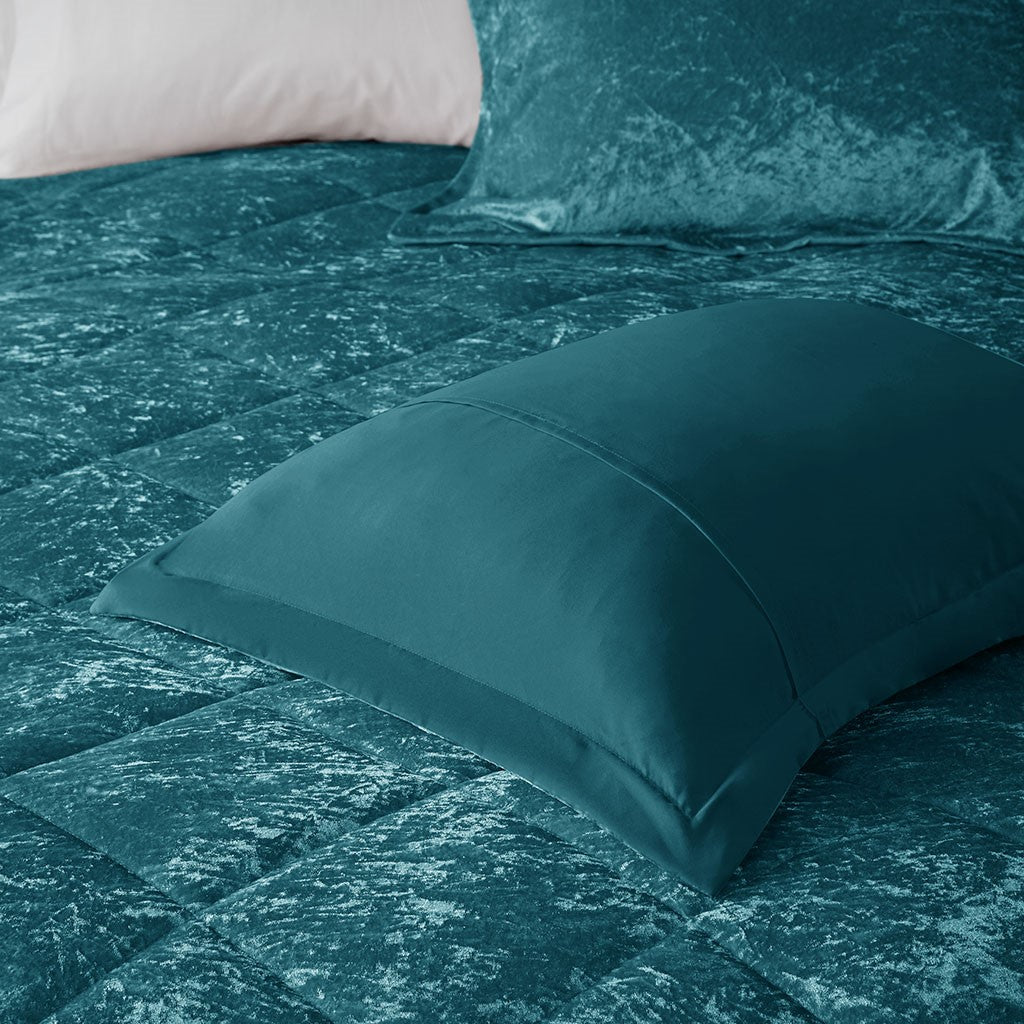 Felicia Velvet Duvet Cover Set - Teal - King Size / Cal King Size