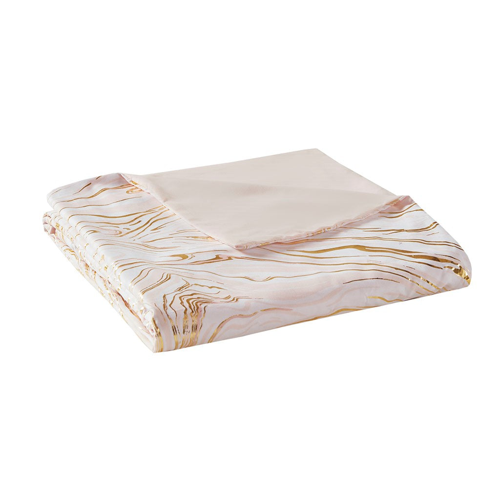 Rebecca Metallic Printed Duvet Cover Set - Blush / Gold - Full Size / Queen Size