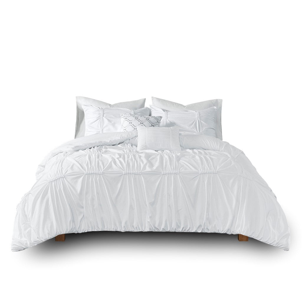 Benny Comforter Set - White - Full Size / Queen Size