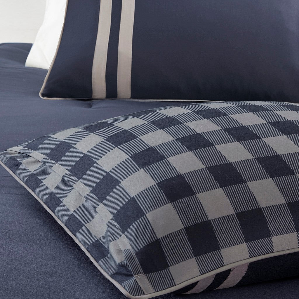 Oxford Reversible Comforter Set - Navy - Twin Size / Twin XL Size