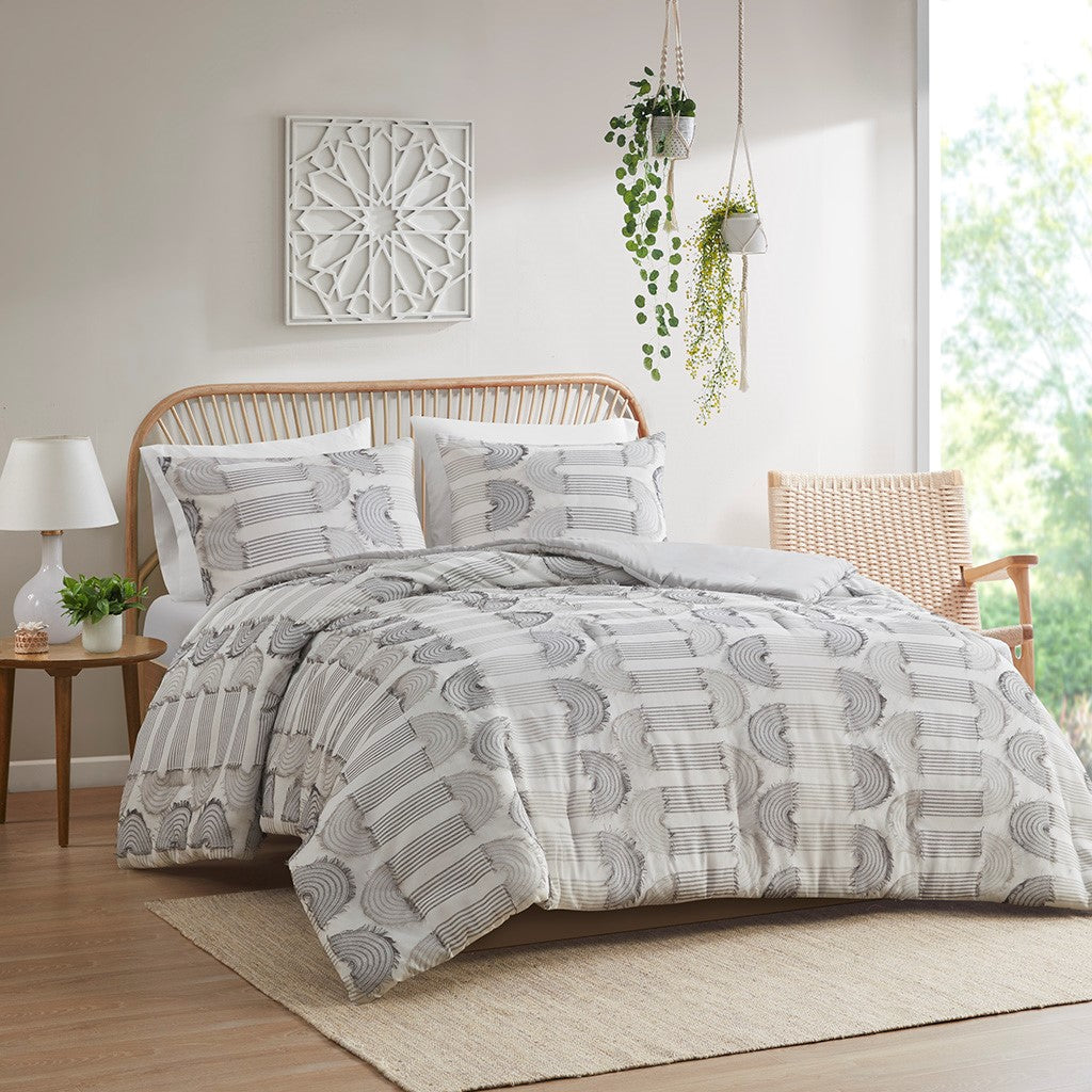 Astoria Clip Jacquard Comforter Set
 - Grey - Full/Queen
