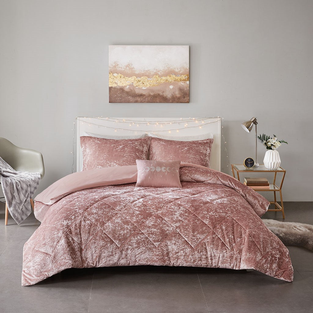 Felicia Velvet Duvet Cover Set - Blush - Twin Size / Twin XL Size