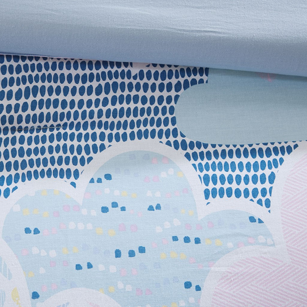 Cloud Cotton Printed Comforter Set - Blue - Full Size / Queen Size