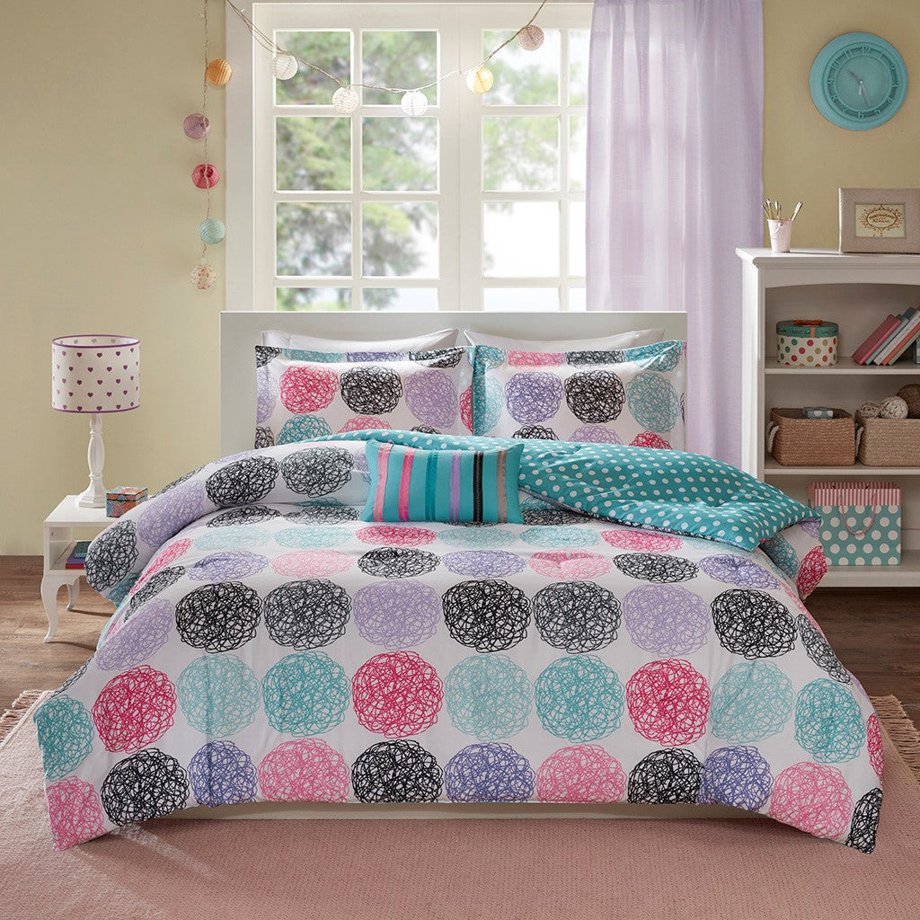 Carly Reversible Comforter Set - Purple - Full Size / Queen Size