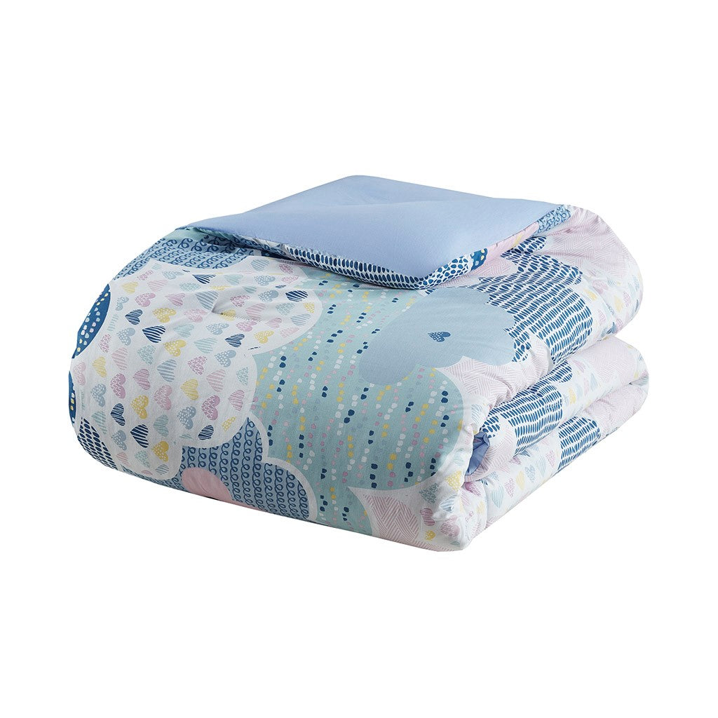 Cloud Cotton Printed Comforter Set - Blue - Full Size / Queen Size