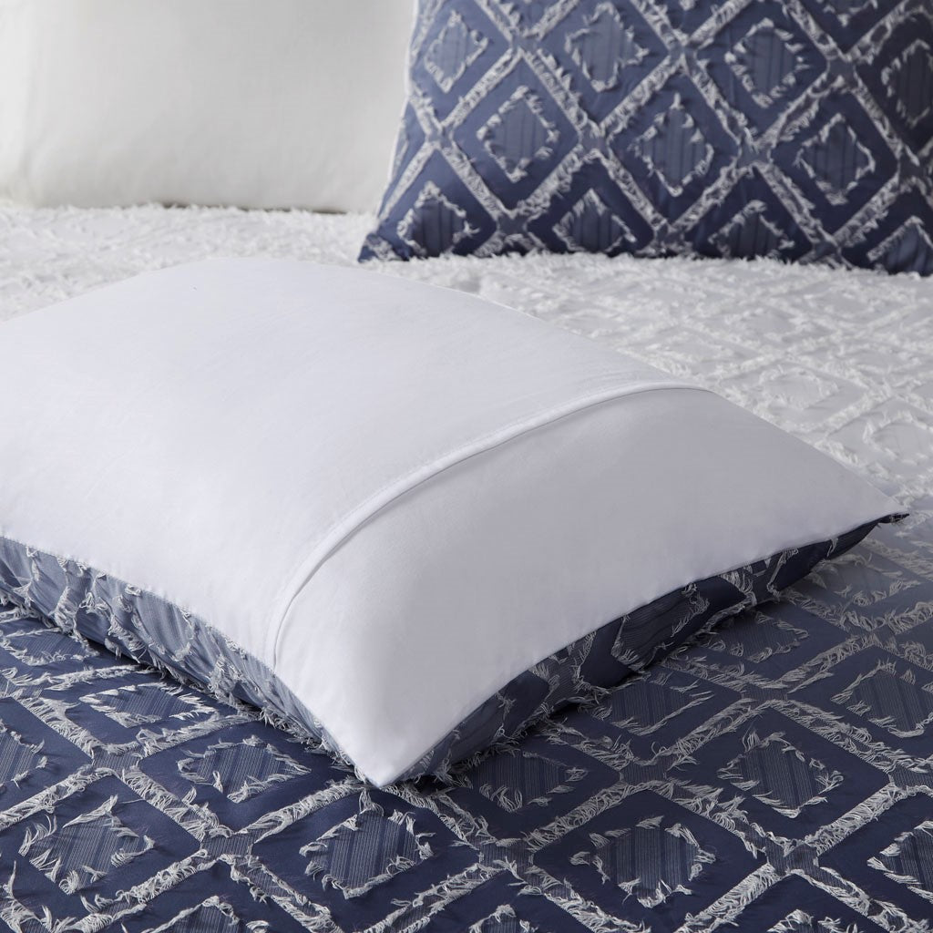 Ava Ombre Printed Clipped Jacquard Comforter Set - Navy - Twin Size / Twin XL Size