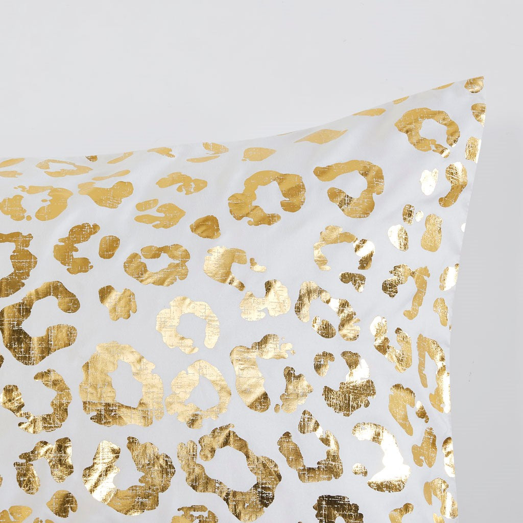 Lillie Metallic Animal Printed Comforter Set - Ivory / Gold - King Size / Cal King Size