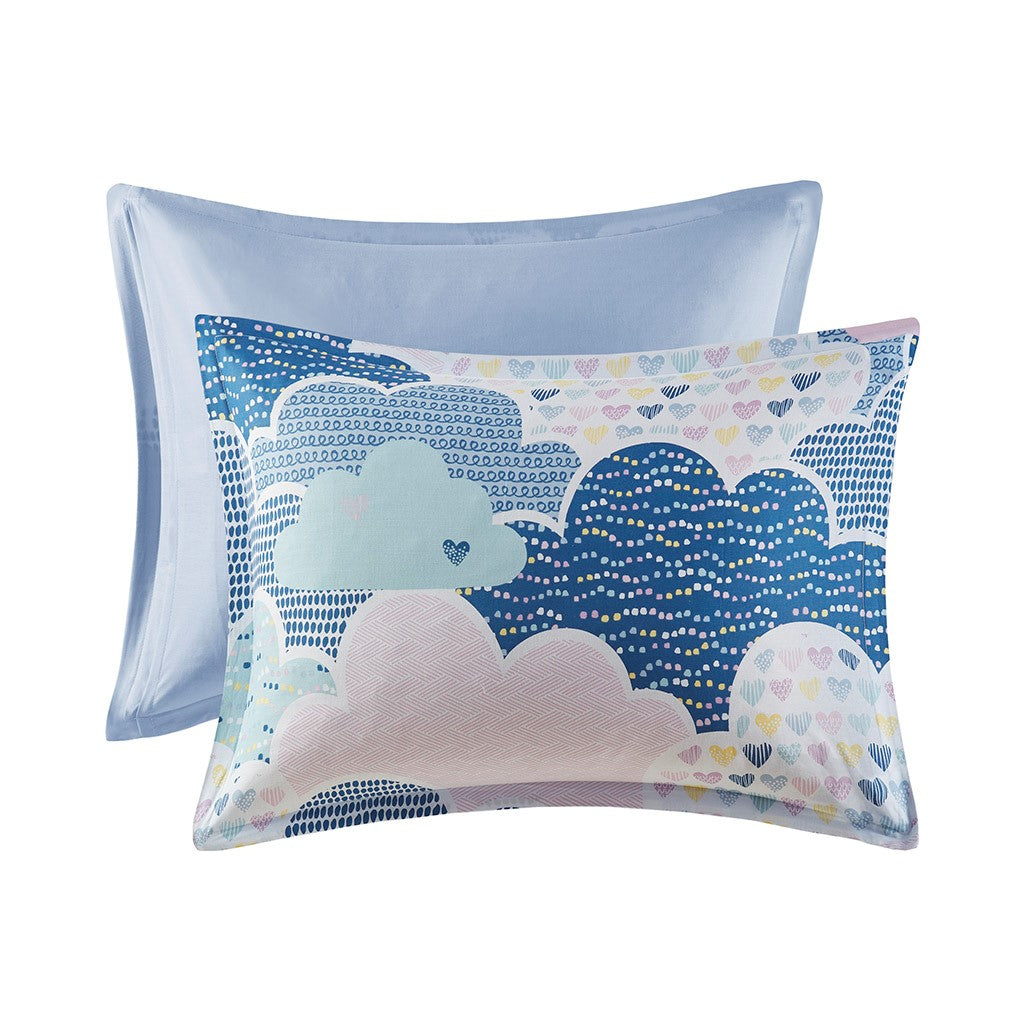 Cloud Cotton Printed Comforter Set - Blue - Full Size / Queen Size