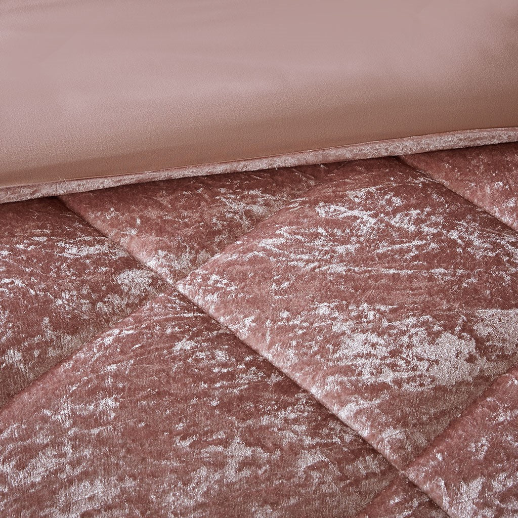 Felicia Velvet Duvet Cover Set - Blush - Twin Size / Twin XL Size