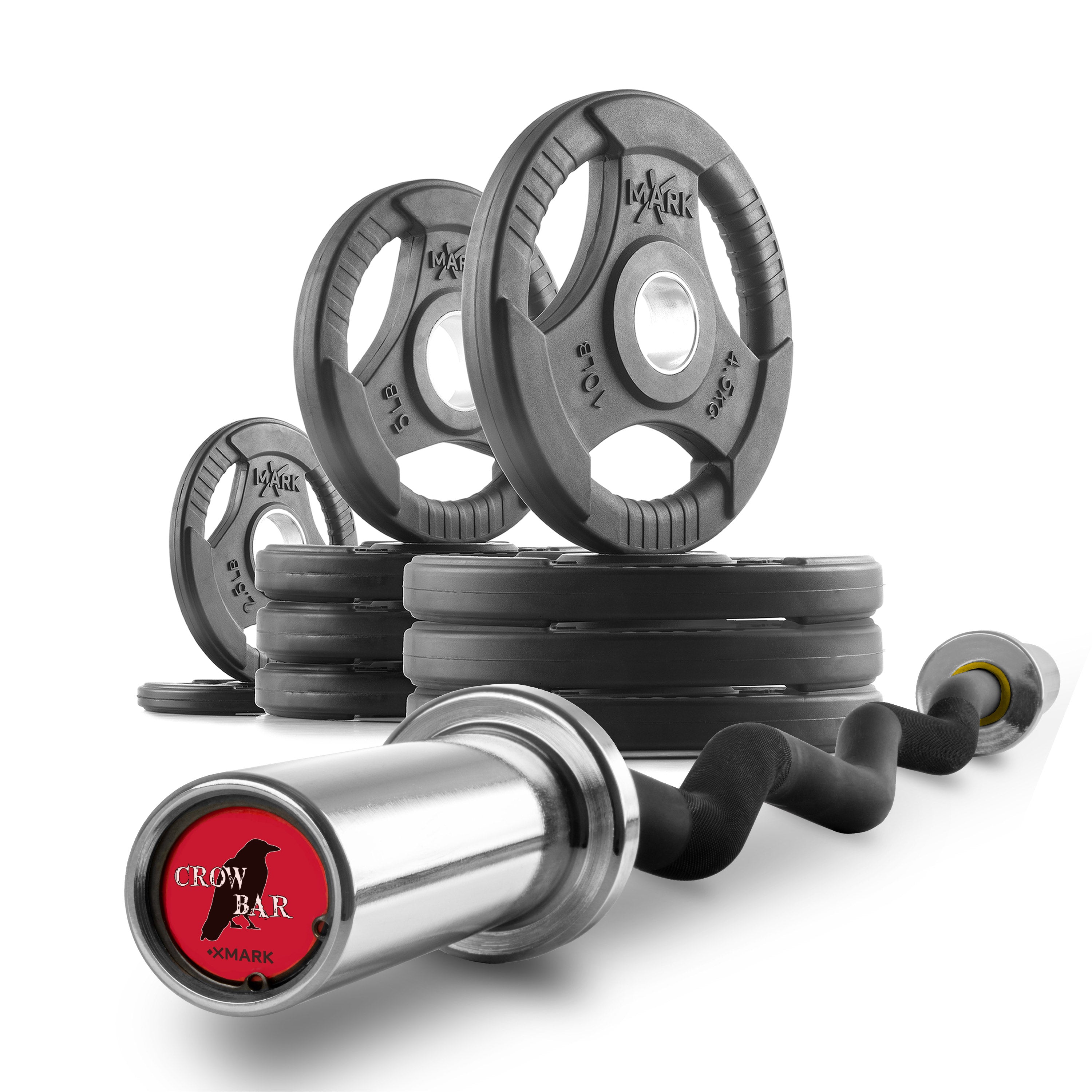 Tri Grip Curl Bar and Weight Plates Set Builder